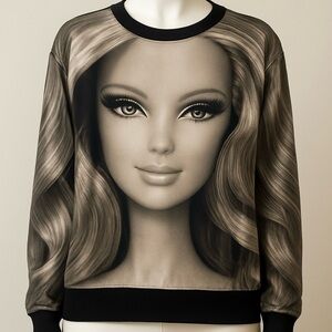 Barbie x Forever 21 Sweatshirt Small — 2014 Collab Barbie Face Graphic Pop Art